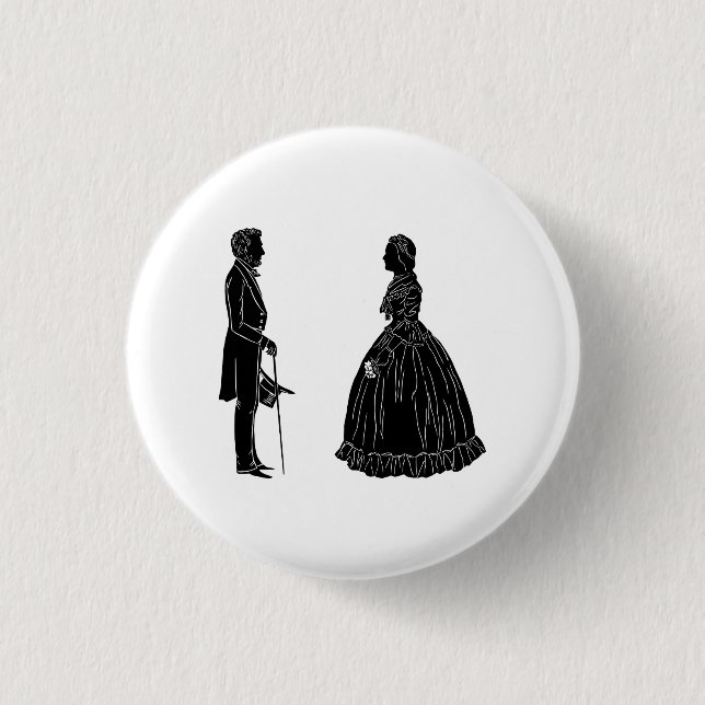 abraham lincoln mary todd lincoln silhouette 1 inch round button (Front)