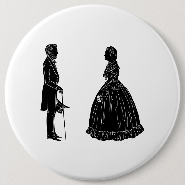 abraham lincoln mary todd lincoln silhouette 6 inch round button (Front)