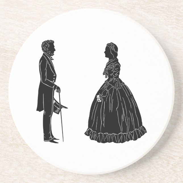 abraham lincoln mary todd lincoln silhouette coaster (Front)