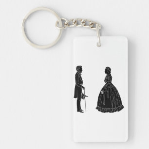 abraham lincoln mary todd lincoln silhouette keychain