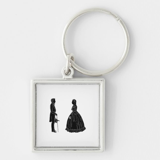 abraham lincoln mary todd lincoln silhouette keychain (Front)
