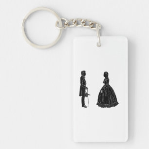 abraham lincoln mary todd lincoln silhouette keychain