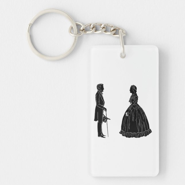 abraham lincoln mary todd lincoln silhouette keychain (Front)