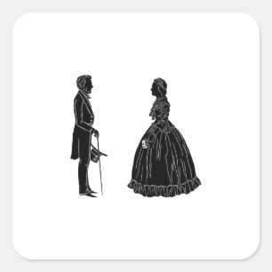 abraham lincoln mary todd lincoln silhouette square sticker