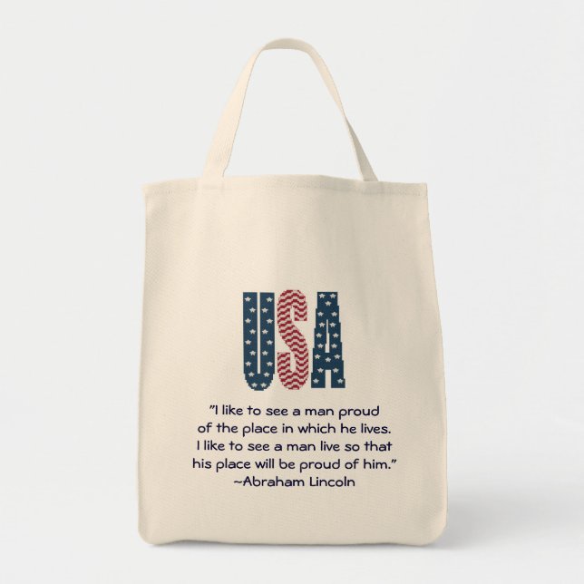 Abraham Lincoln National Pride Quote Tote Bag (Front)