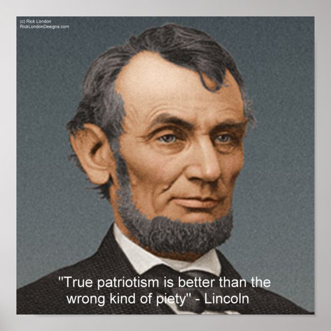 Abraham Lincoln & Patriotic Quote Poster (Front)