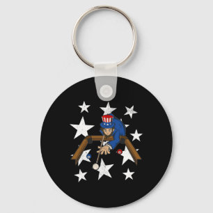 Abraham Lincoln Playing Billiards Funny 4th Of Jul Keychain