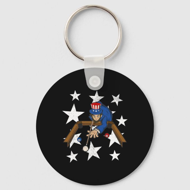 Abraham Lincoln Playing Billiards Funny 4th Of Jul Keychain (Front)