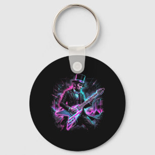 Abraham Lincoln Playing Electric Guitar Abe Funny Keychain