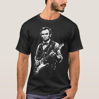 Abraham Lincoln Playing Electric Guitar Funny T-Shirt