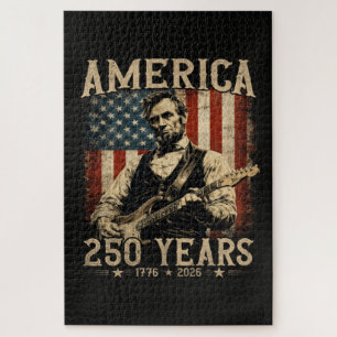 Abraham Lincoln Playing Guitar 4th July Jigsaw Puzzle