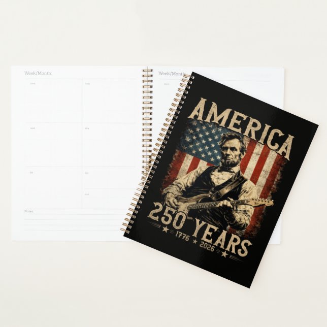 Abraham Lincoln Playing Guitar 4th July Planner (Display)
