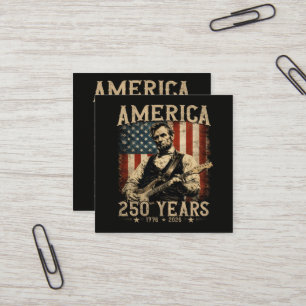 Abraham Lincoln Playing Guitar 4th July Square Business Card