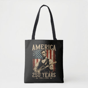 Abraham Lincoln Playing Guitar 4th July Tote Bag