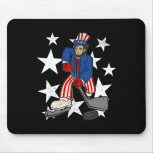 Abraham Lincoln Playing Hockey Fun 4th of July Hoc Mouse Pad