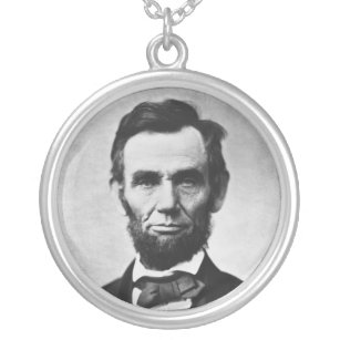 Abraham Lincoln Portrait by Alexander Gardner Silver Plated Necklace