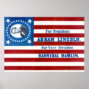 Abraham Lincoln Presidential Campaign Flag 1860 Poster