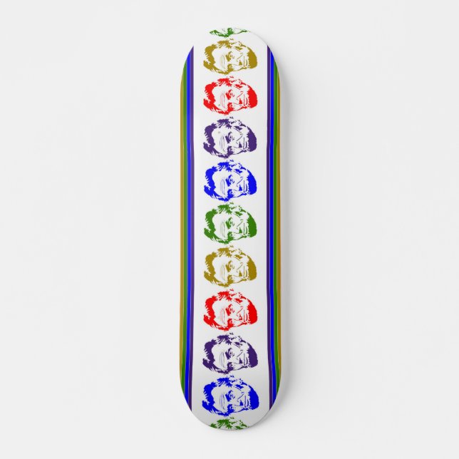 Abraham Lincoln Retro Multicolored Skateboard (Front)
