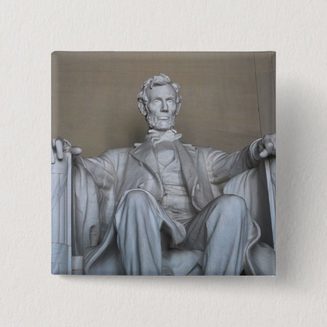 Abraham Lincoln statue 2 Inch Square Button (Front)