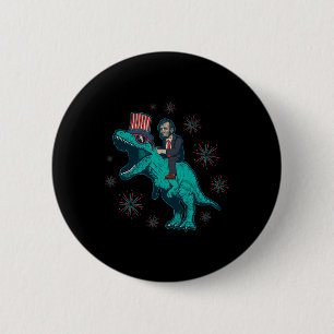 Abraham Lincoln T Rex Dinosaur 4th Of July America 2 Inch Round Button