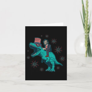 Abraham Lincoln T Rex Dinosaur 4th Of July America Card