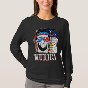 Abraham Lincoln Usa American Flag Murica 4th Of Ju T-Shirt