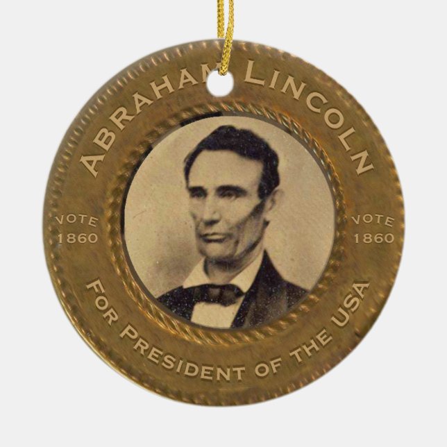 Abraham Lincoln Vintage Campaign Ceramic Ornament (Front)