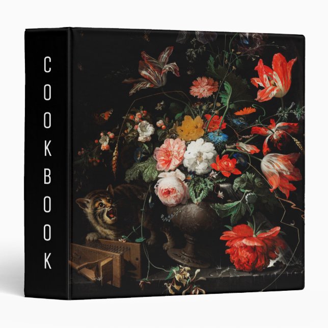 Abraham Mignon Overturned Bouquet. Floral cookbook Binder (Front/Spine)