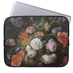 Abraham Mignon - Still Life With Flowers And A Wat Laptop Sleeve