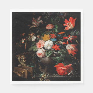 Abraham Mignon The Overturned Bouquet. Floral Napkin