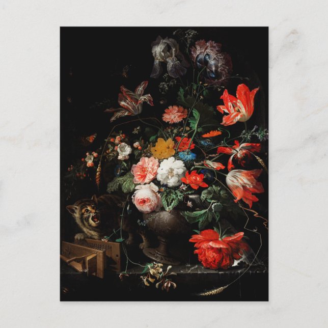Abraham Mignon The Overturned Bouquet. Floral Postcard (Front)