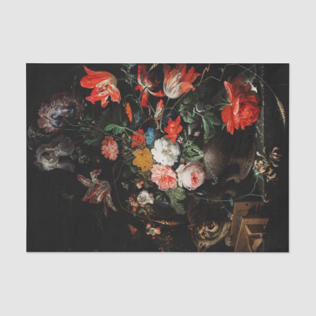 Abraham Mignon The Overturned Bouquet. Floral Tissue Paper (Front)