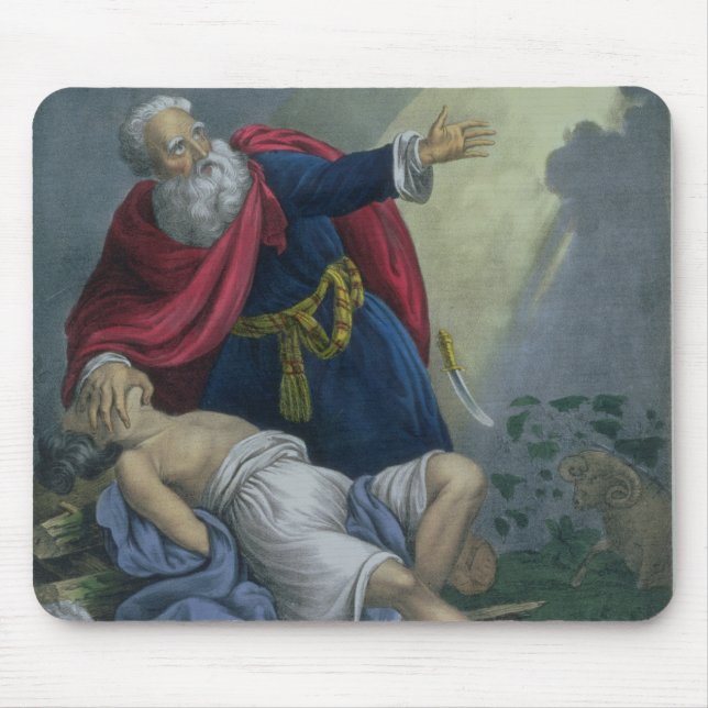 Abraham Offering Up his Son Isaac, from a Bible pr Mouse Pad (Front)