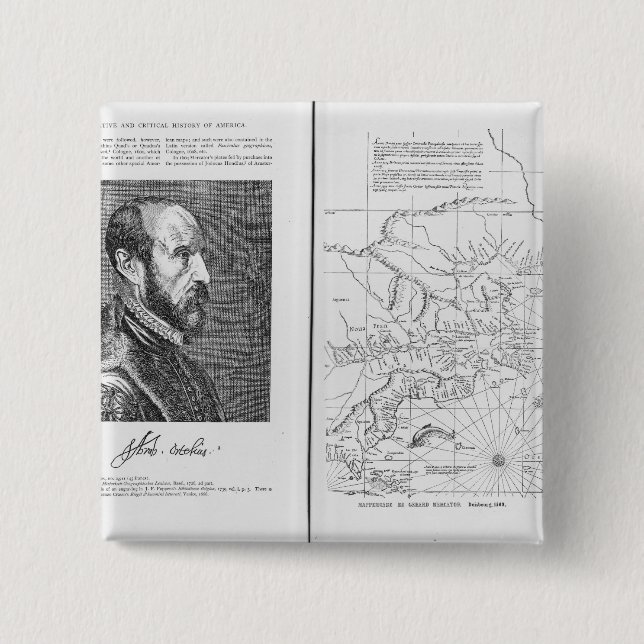 Abraham Ortel Oretelius 2 Inch Square Button (Front)