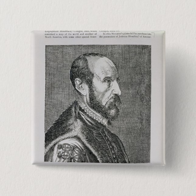 Abraham Ortelius 2 Inch Square Button (Front)