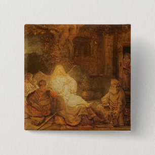 Abraham Receives the Three Angels, 1646 (oil on pa 2 Inch Square Button