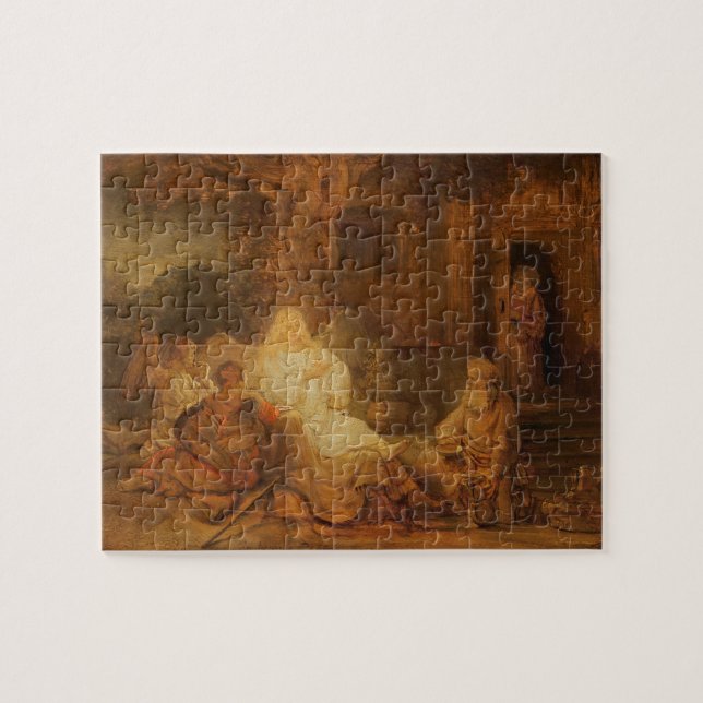 Abraham Receives the Three Angels, 1646 (oil on pa Jigsaw Puzzle (Horizontal)