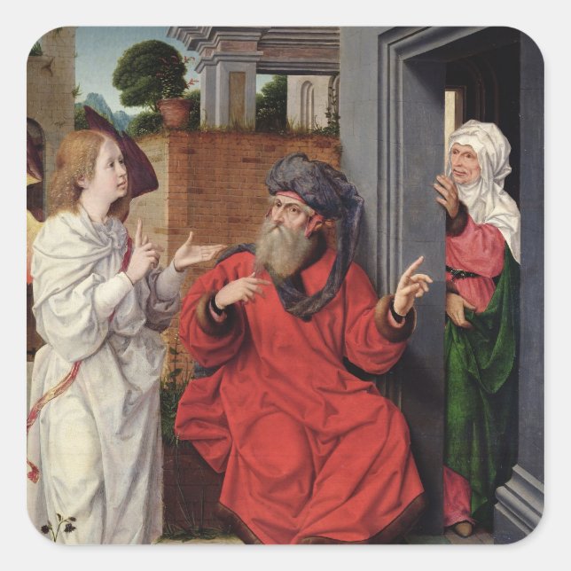Abraham, Sara and an Angel, c.1520 Square Sticker (Front)