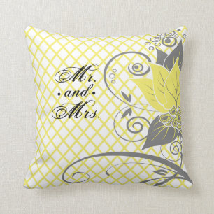 Abraxas Abstract Floral Fishnet yellow Mr. & Mrs. Throw Pillow