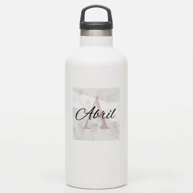 Abril Marble Monogram Inital Girls Personalized (Waterbottle)