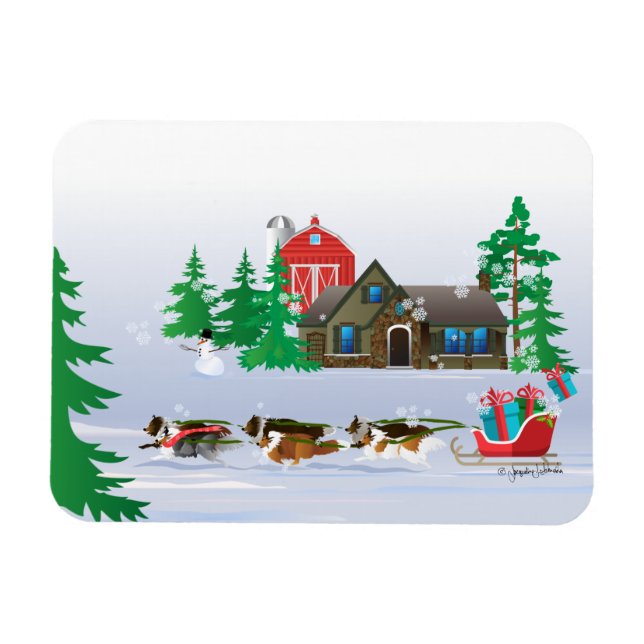 Abris tirant Sleigh Christmas Flexible Magnet (Horizontal)