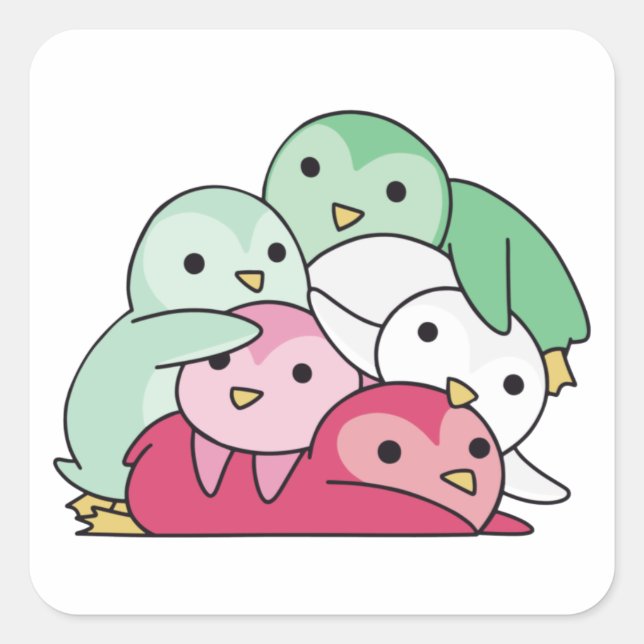 Abrosexual Flag Pride Lgbtq Cute Penguin Square Sticker (Front)