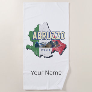 Abruzzo Italy Retro Region Map Vintage Souvenir Beach Towel