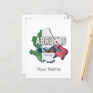 Abruzzo Italy Retro Region Map Vintage Souvenir Holiday Postcard