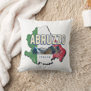 Abruzzo Italy Retro Region Map Vintage Souvenir Throw Pillow