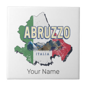Abruzzo Italy Retro Region Map Vintage Souvenir Tile