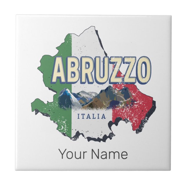 Abruzzo Italy Retro Region Map Vintage Souvenir Tile (Front)