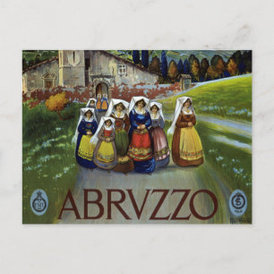 Abruzzo Italy Vintage Travel Poster Art with Women Postcard
