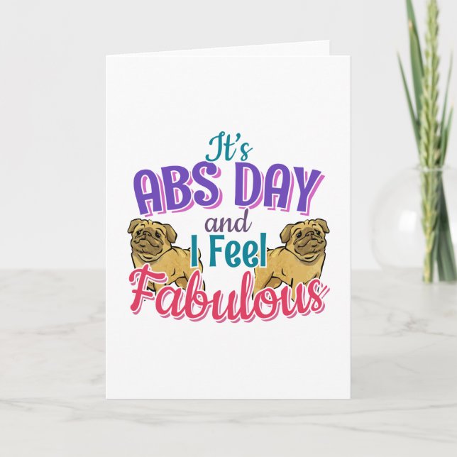Abs Day Core Workout - Pug Dog Lover Card (Front)