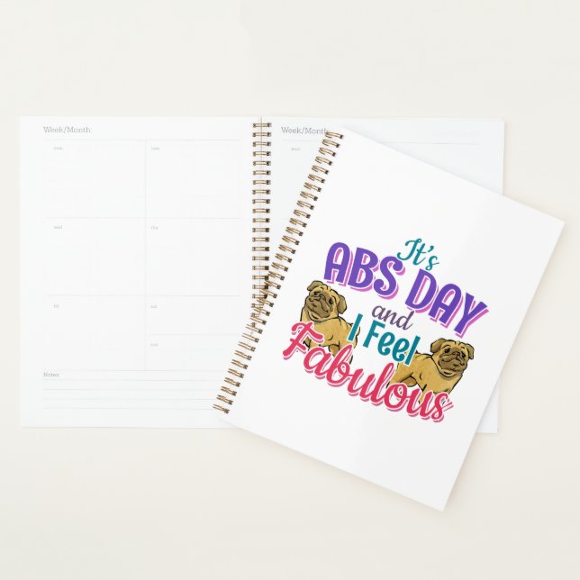 Abs Day Core Workout - Pug Dog Lover Planner (Display)